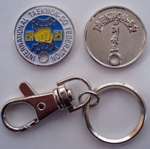 Tie Equipment Also Suit Book Bags Details about   ITF TAEKWONDO FOUNDERS FLAG Keyring 